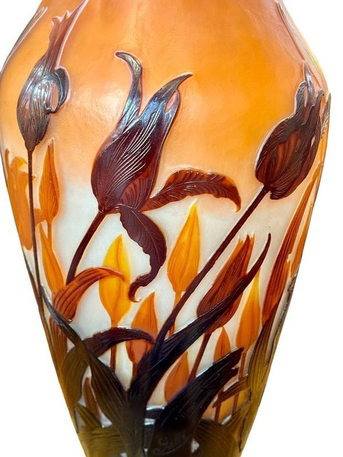 Emile Gallé Importante vaso Art Nouveau "Tulips