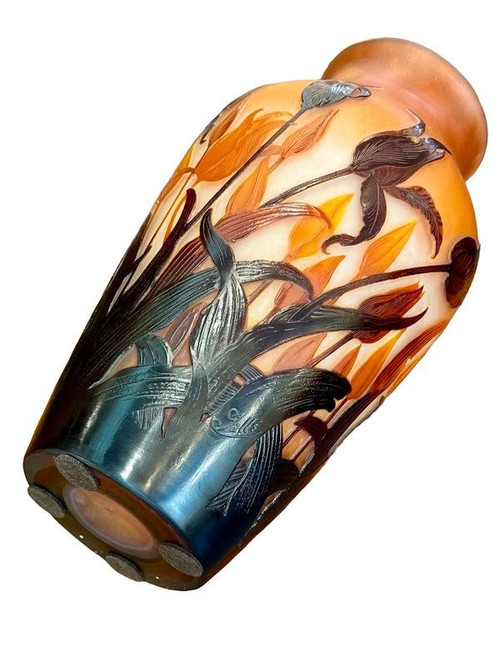 Emile Gallé Importante vaso Art Nouveau "Tulips