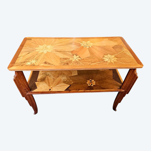 Emile Gallé Modernist "Stylized Flowers" Coffee Table