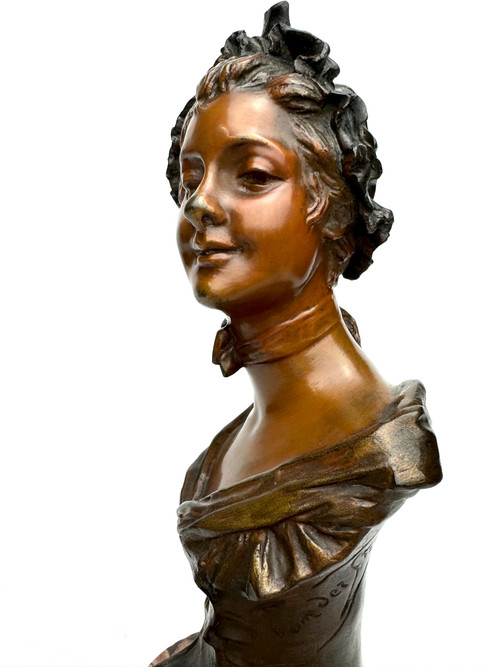 Georges Van der Straeten Busto in bronzo di "Marinette