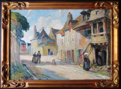 Une rue à Auray, Morbihan signée Albert FERNAND-RENAULT.   