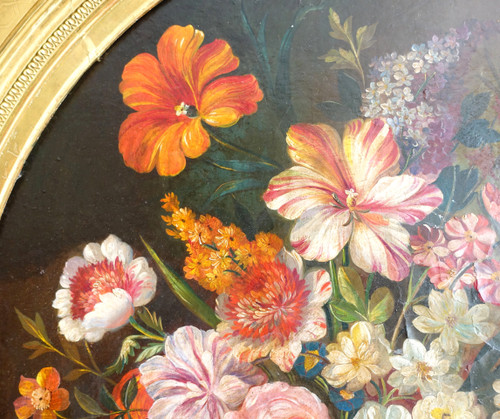 19th century school, follower of Vallayer Coster, painting of flowers, HST 84cm x 97cm