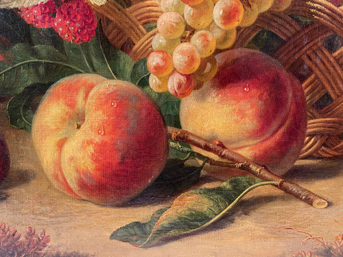 19th century Dutch school, Oil on canvas "Still life with fruit basket".