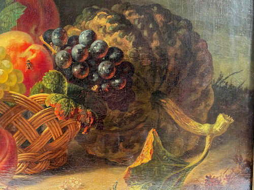 19th century Dutch school, Oil on canvas "Still life with fruit basket".