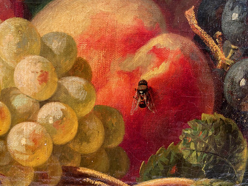 19th century Dutch school, Oil on canvas "Still life with fruit basket".