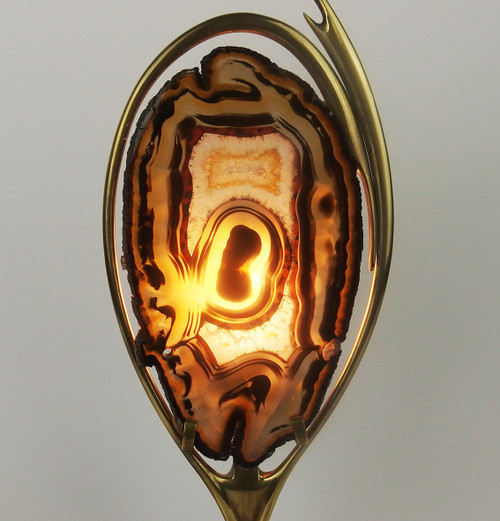 Brass and agate lamp attributed to Willy Daro