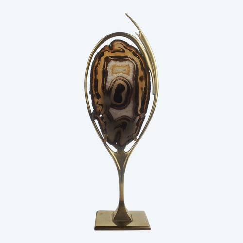 Brass and agate lamp attributed to Willy Daro