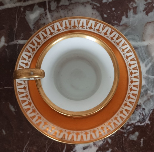 Dagoty et Honoré - Jasmin Tasse und Untertasse aus Porzellan - Empire, Restaurationszeit