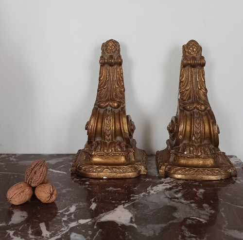 Transitional style - pair of hanging sconces - gilded stucco