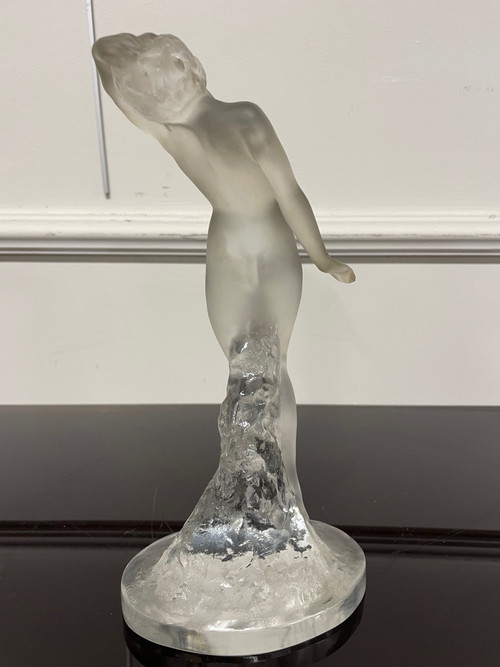 Lalique France - Naïade Statuette Cristal Femme H: 24 cm