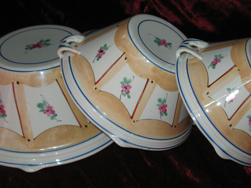 Suite of 5 cream jars in Creil and Montereau earthenware, Barluet period, 19th century