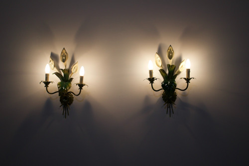 Pair of "Arums" Italian wall sconces