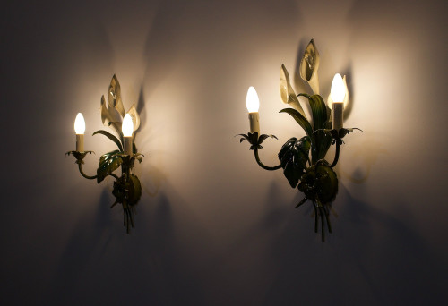 Pair of "Arums" Italian wall sconces