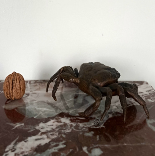 Kunstkammer - crabe en bronze patiné - genre de Padoue à la Renaissance