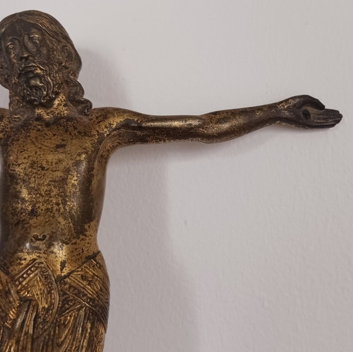 Arte romanica - Cristo in croce - Bronzo dorato - Religiosa