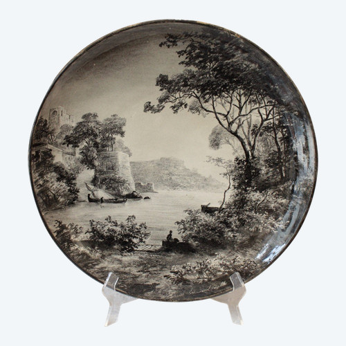 Large presentation dish in Premières earthenware, Jules Lavalle (1860-1880)