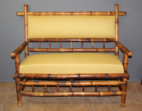 Napoleon III period Bamboo bench seat