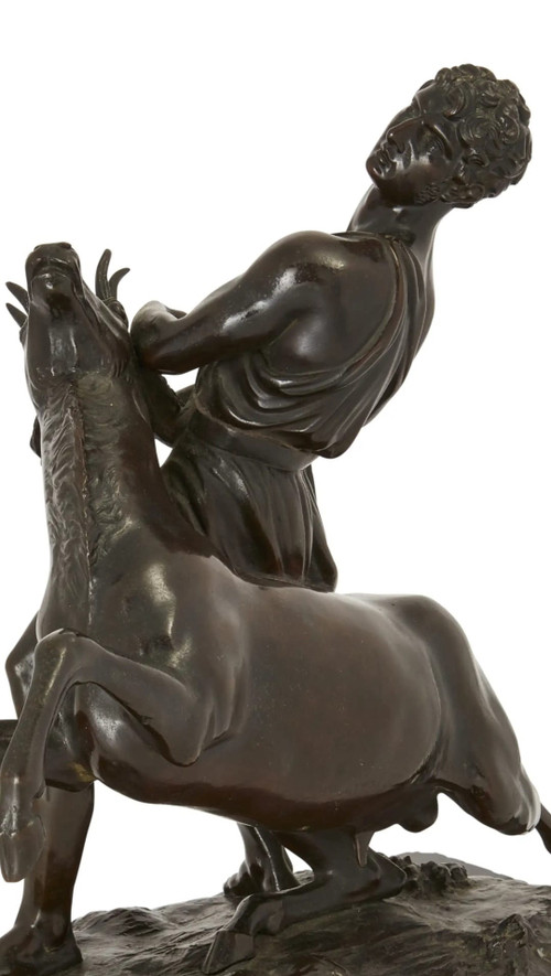 Hercule et la Biche de Cérynie, Rare bronze du XIXème siècle. 