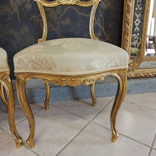 Pair of chairs XIX Gilded wood