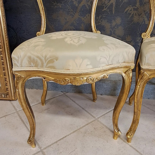 Pair of chairs XIX Gilded wood