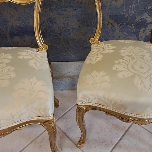 Pair of chairs XIX Gilded wood