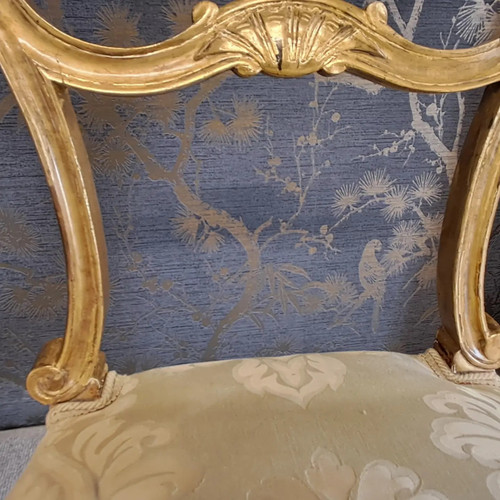 Pair of chairs XIX Gilded wood