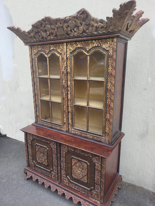 Asian Wood Carved Display Cabinet, Late 19th Early 20th Century