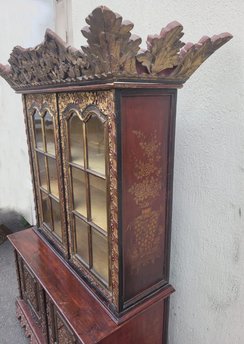 Asian Wood Carved Display Cabinet, Late 19th Early 20th Century