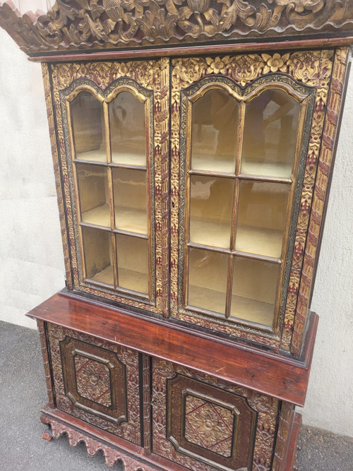 Asian Wood Carved Display Cabinet, Late 19th Early 20th Century