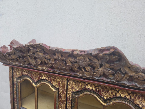 Asian Wood Carved Display Cabinet, Late 19th Early 20th Century