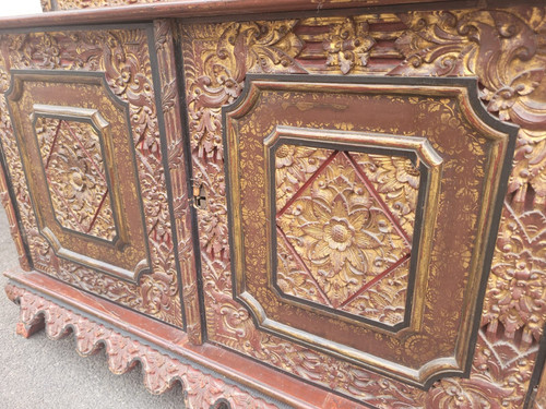 Asian Wood Carved Display Cabinet, Late 19th Early 20th Century