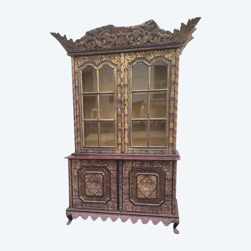 Asian Wood Carved Display Cabinet, Late 19th Early 20th Century