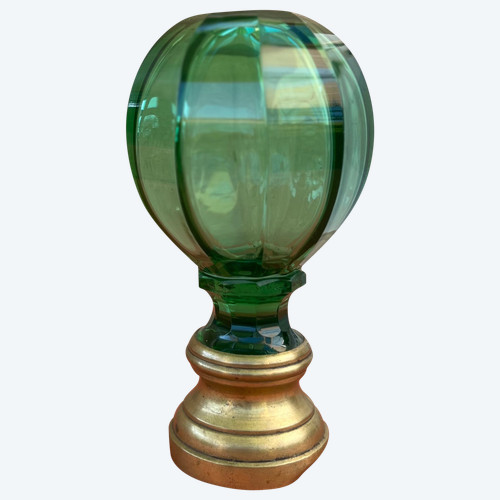 Boule de rampe XIXème en verre vert