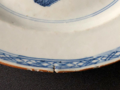 Porcelain plate with blue and white floral decoration, China, 18th century