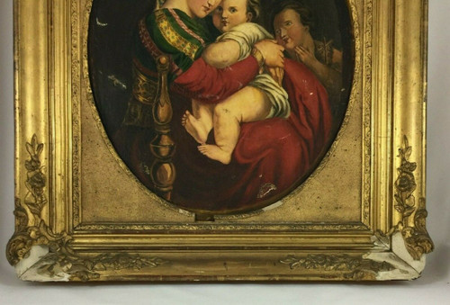 Oil on canvas Virgin and Child 19th century taken from Raphael