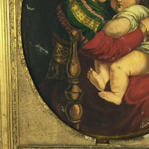 Oil on canvas Virgin and Child 19th century taken from Raphael