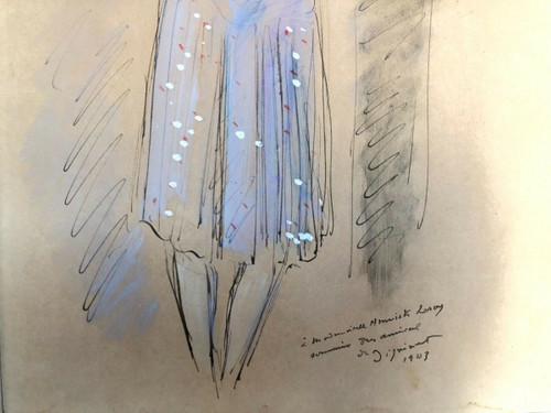 Aquarelle dessin rehaussé de femme 1943 signée André Dignimont