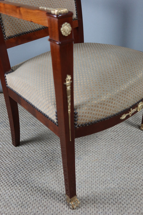 Fauteuil Directoire en acajou et bronze doré