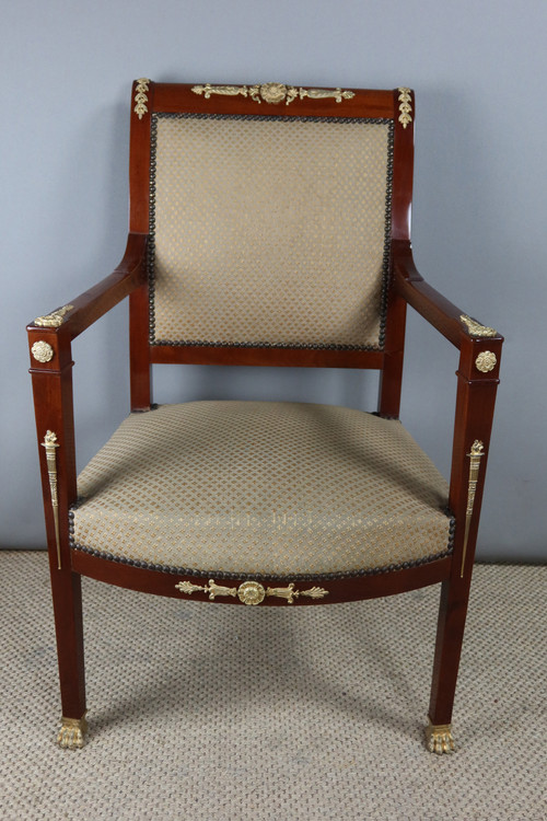 Fauteuil Directoire en acajou et bronze doré