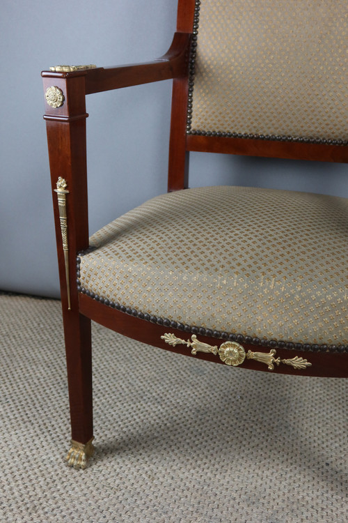 Fauteuil Directoire en acajou et bronze doré