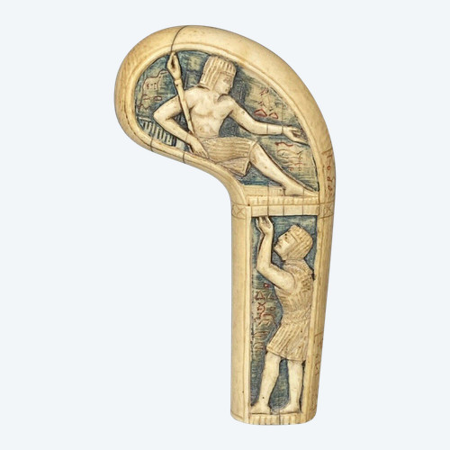 Nineteenth-century polychrome cane knob with Egyptian decor Napoleon III