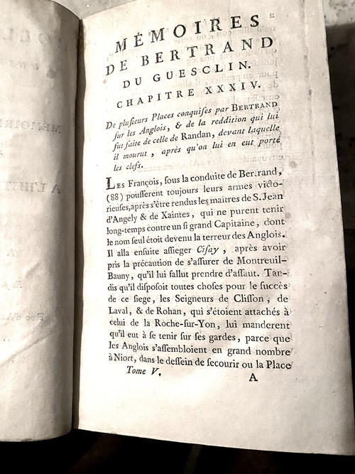 Dal più grande progetto di Memorie pubblicato nel XVIII secolo "La vita di Bertrand Duguesclin" 1785