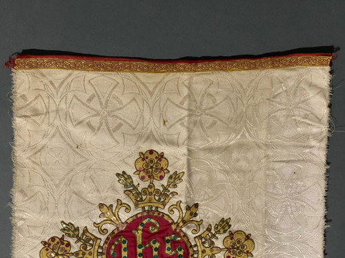 Antique liturgical fabric with gold thread embroidery