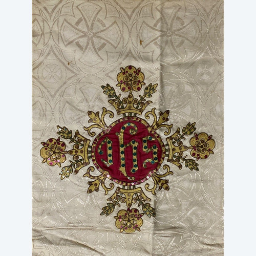 Antique liturgical fabric with gold thread embroidery