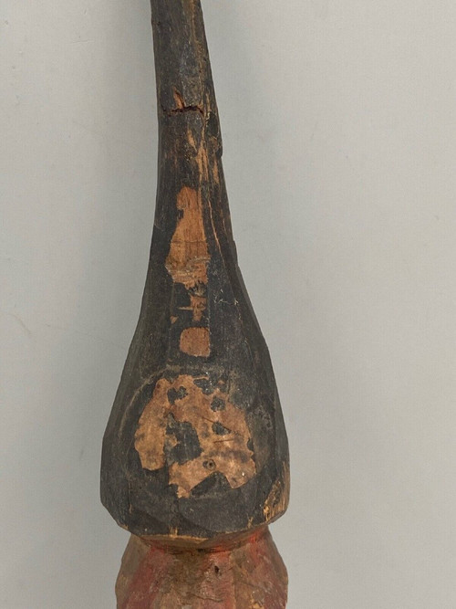 Baton Kanak Océanie sorcier tribal patine polychrome 1900