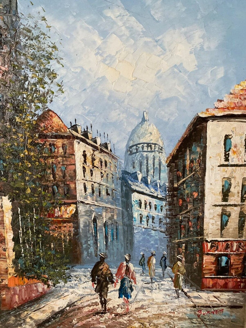 Louis Anthony Burnett oil Paris view of Montmartre Parisian scene