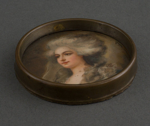 Woman miniature 18th century metal frame 19th century