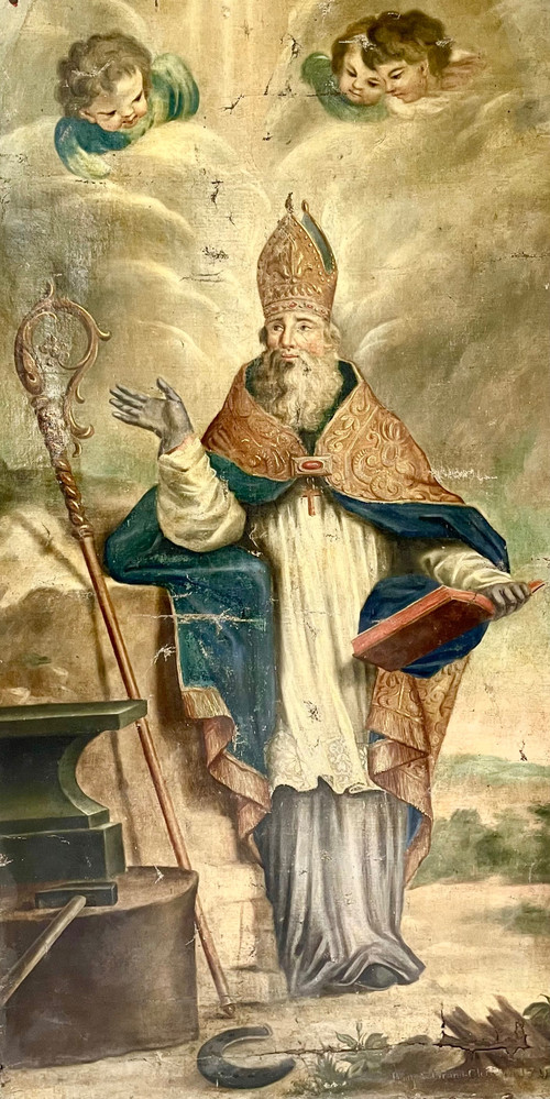 Large religious painting from the Saint Éloi church, 18th century