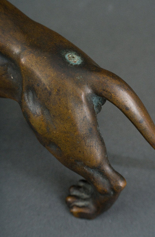 Statua in bronzo di un leone del XIX secolo patina marrone chiaro