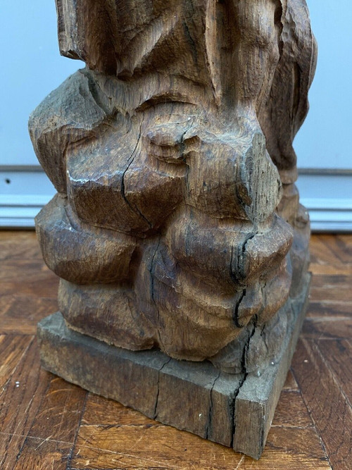 Virgin and Child in carved oak wood, early 20th century, direct cut